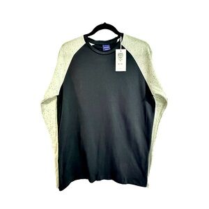 Jack & Jones NWT Long Sleeve Crewneck T-Shirt, Navy Blue and Cream, Men’s M